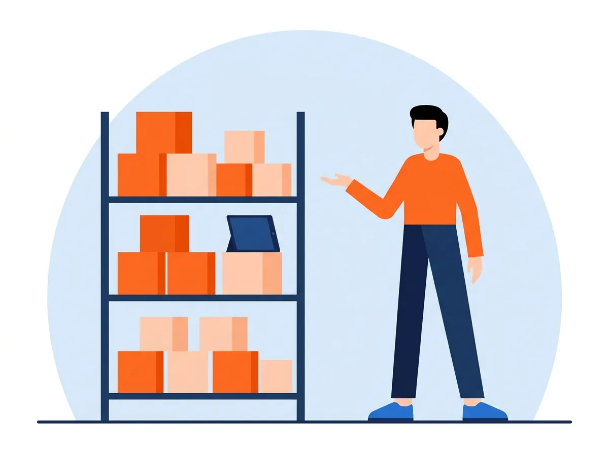 Illustration for Location stock and shrinkage: Stock is kept per location using goods receipts, inter-store transfer notes in Pune