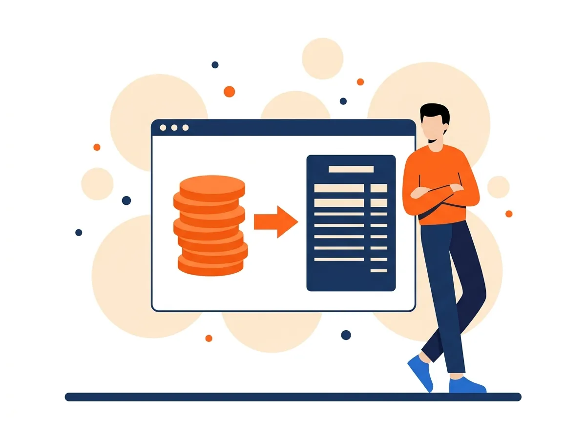 Illustration for Cash up to deposit trail: Cash counted at close is traced through the cash-up sheet and deposit slip to the