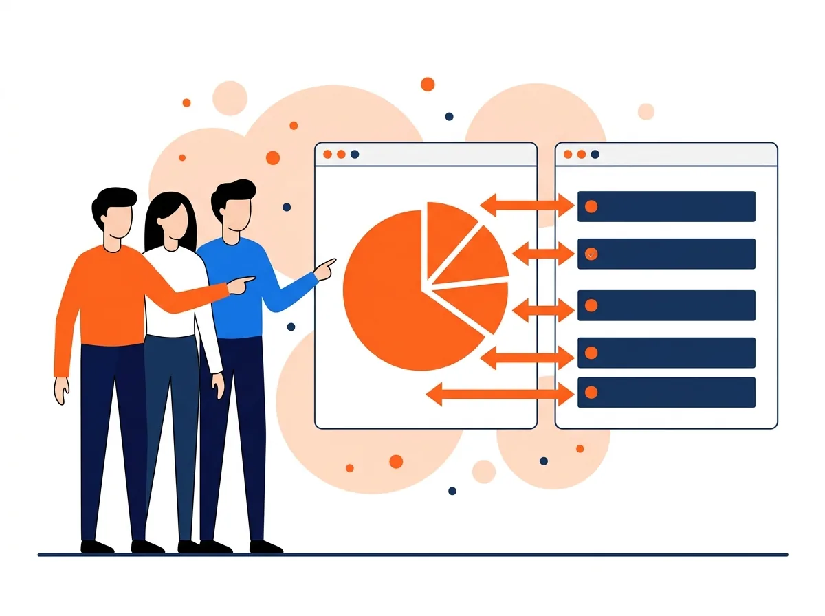 Illustration for Matching timesheets to invoices: The time-tracking export is reconciled by client, project and person