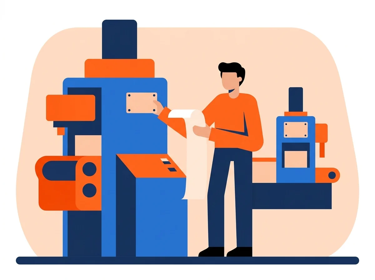 Auditor matching a machine's identification plate to the line for it in the fixed asset register