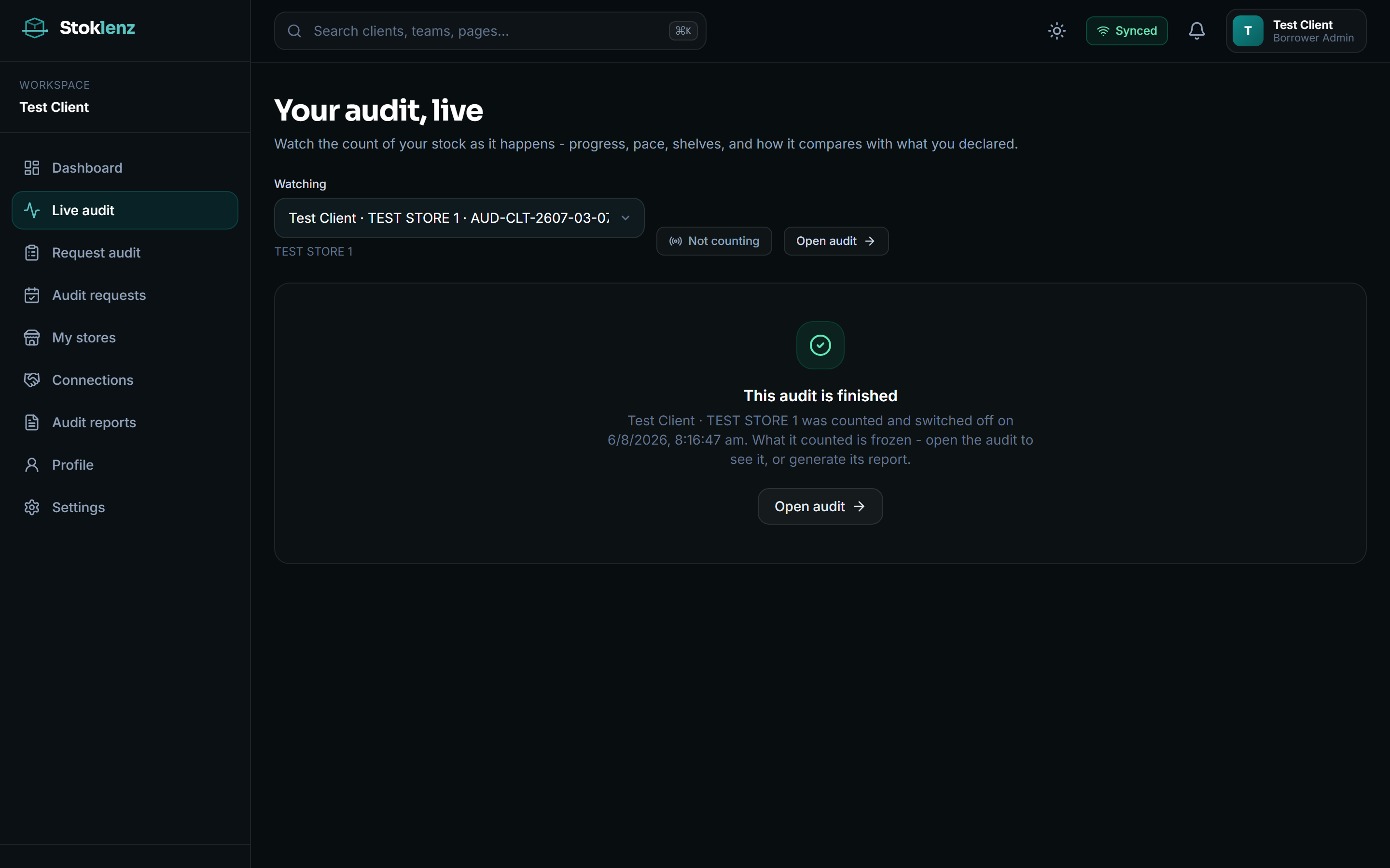 Live audit: the count as it happens on the floor, rather than a status typed up afterwards
