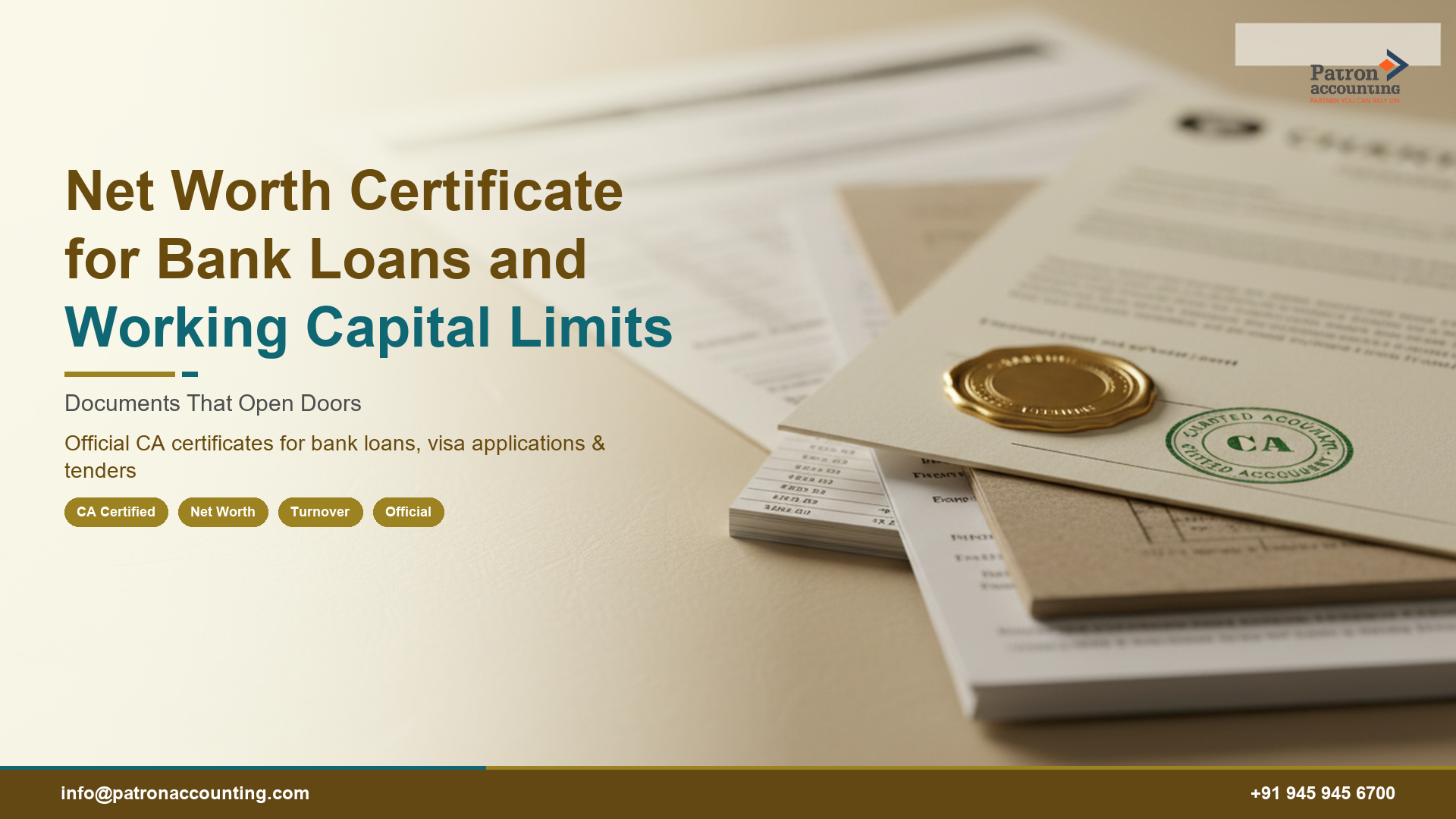 Net Worth Certificate for Bank Loans and Working Capital Limits