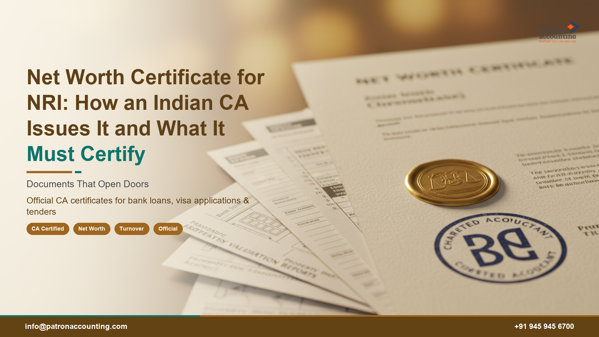 Net Worth Certificate for NRI: How an Indian CA Issues It and What It Must Certify