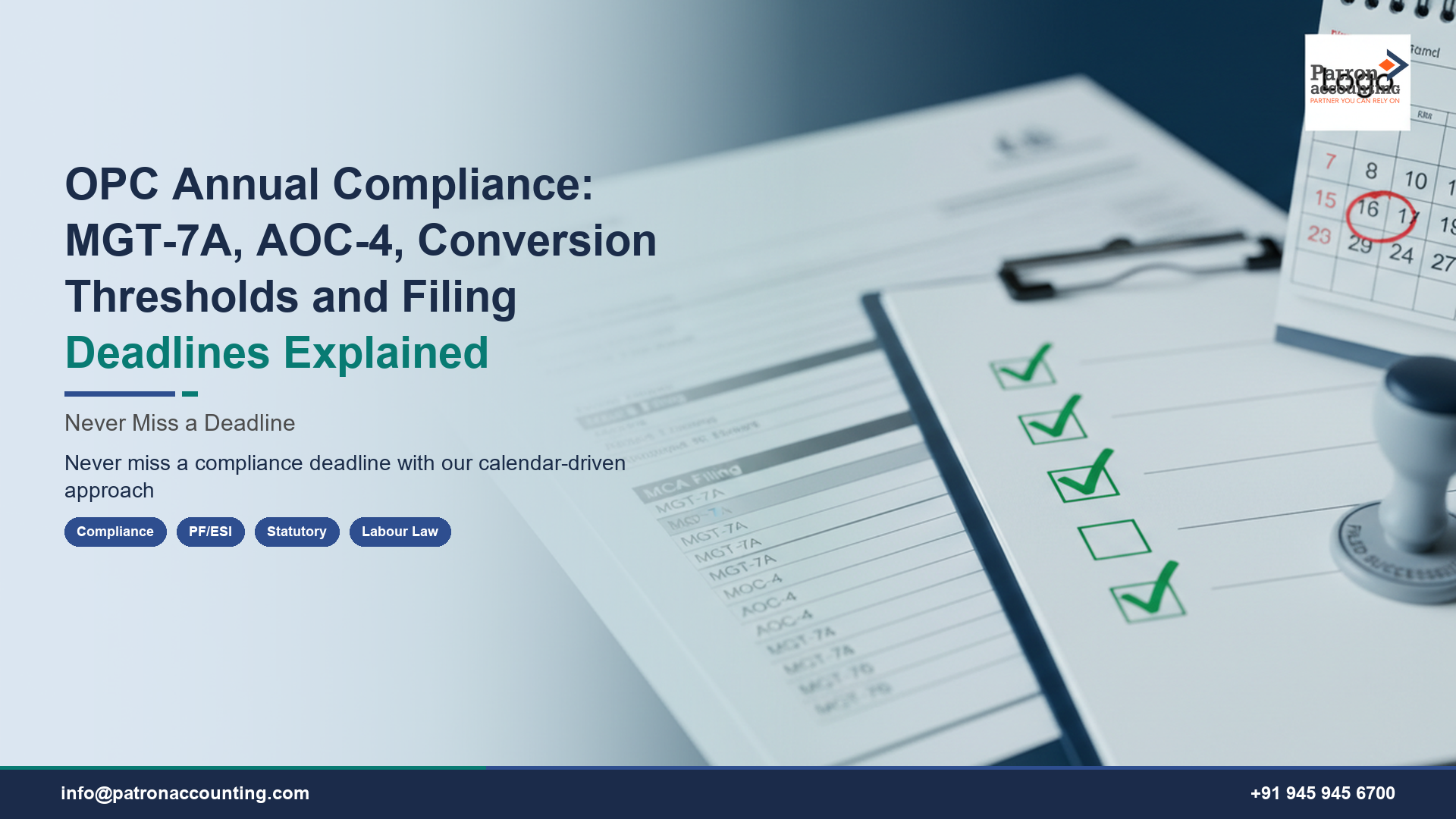 OPC Annual Compliance: MGT-7A, AOC-4, Conversion Thresholds and Filing Deadlines Explained